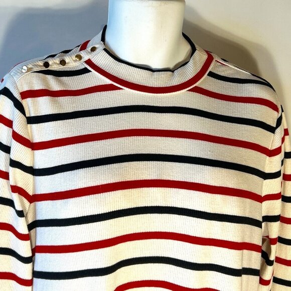 Lane Bryant SZ18/20 Blk Red White Stripe Sweater Parisian Capsule Preppy Academi - Picture 3 of 11